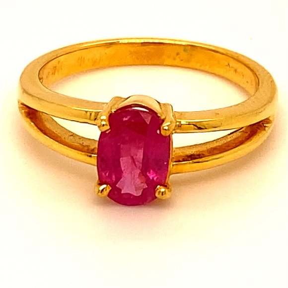Burmese Ruby 1.32ct Solid 18K Yellow Gold Ring - Picture 1 of 7
